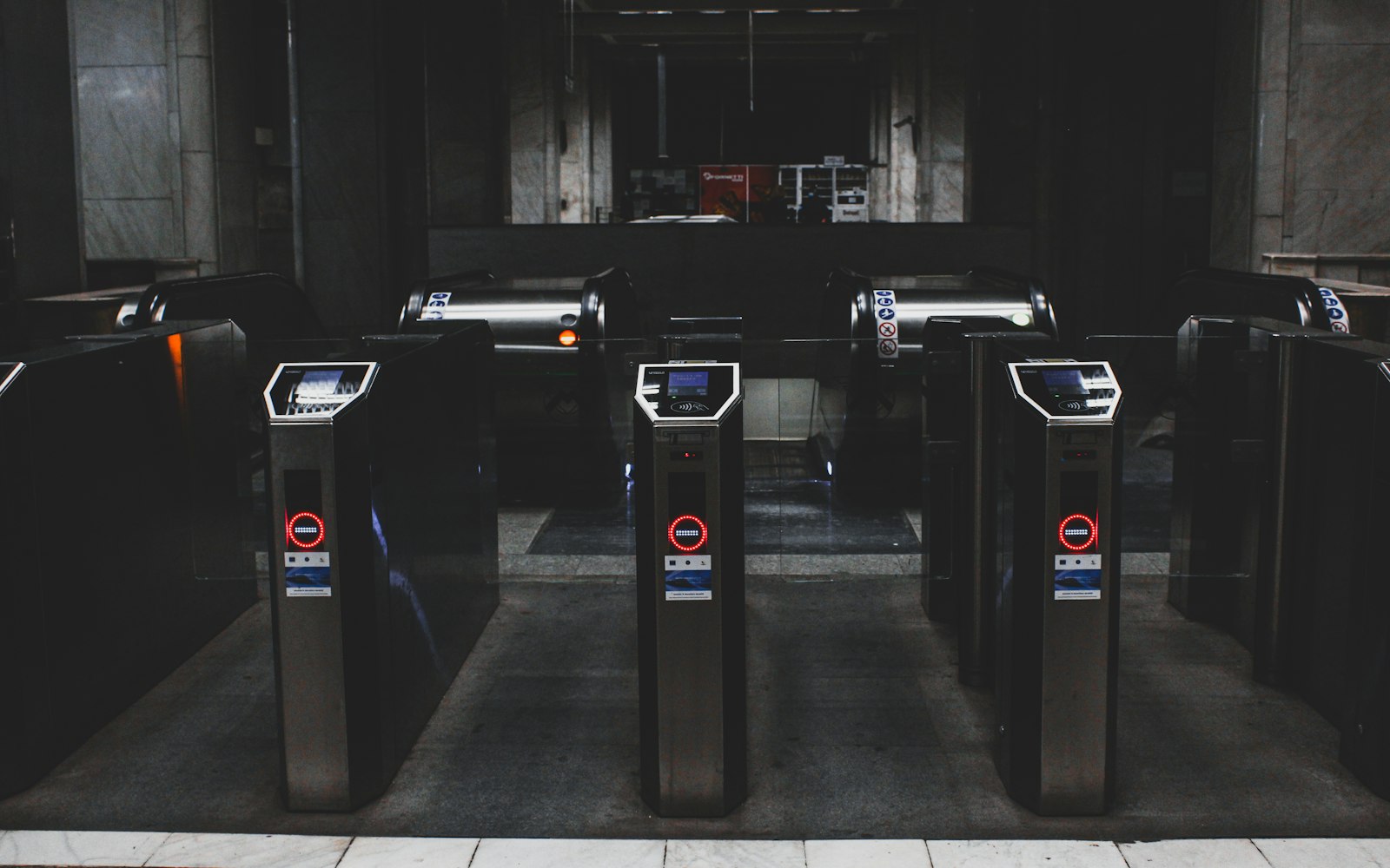 Security turnstiles at a building entrance