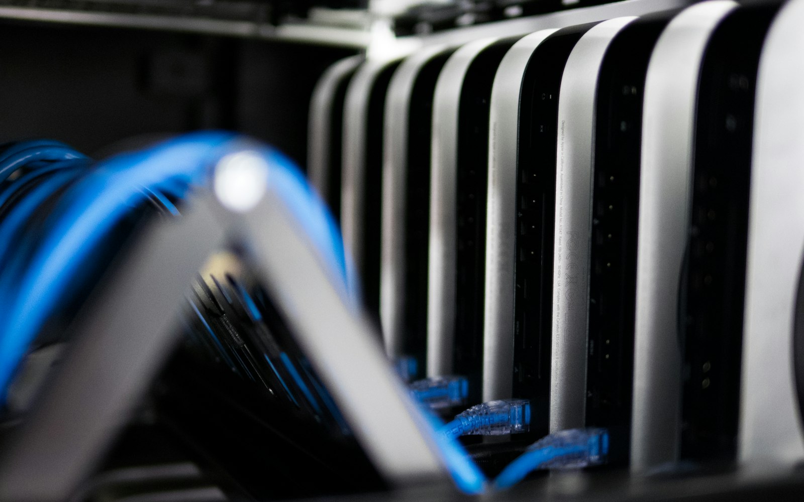 Organised network cabling inside a server rack